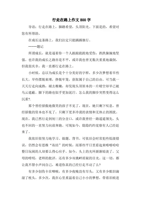 行走在路上作文800字
