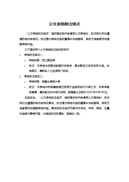 公文表格附注格式