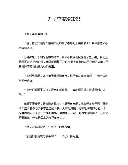 九子夺嫡冷知识