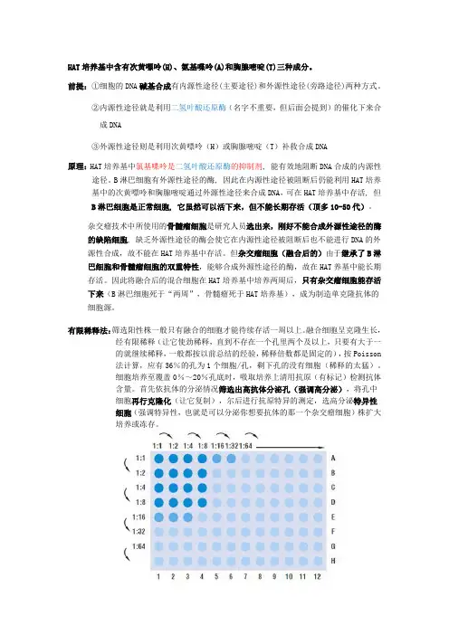 HAT培养基及有限稀释法原理