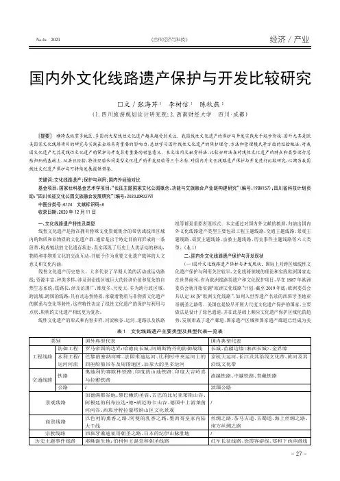 国内外文化线路遗产保护与开发比较研究