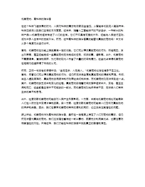 机器宠物：高科技的陪伴者