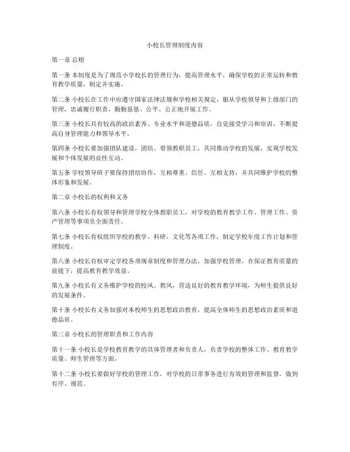 小校长管理制度内容