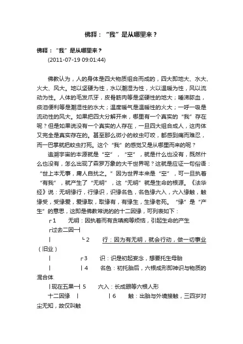 佛释：“我”是从哪里来？
