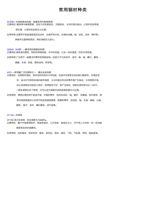 常用钢材种类