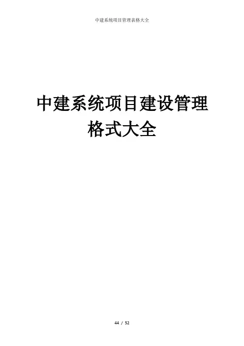 中建系统项目管理表格大全