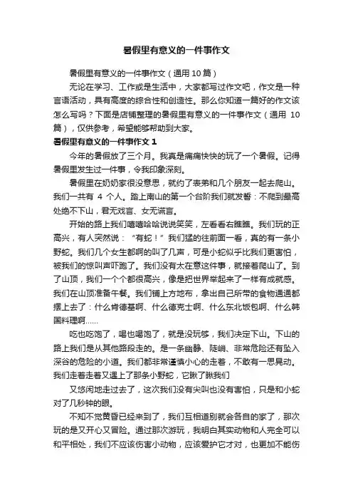 暑假里有意义的一件事作文
