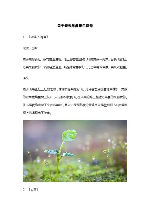关于春天早晨景色诗句
