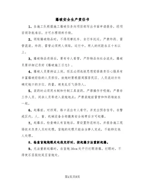爆破安全生产责任书（2篇）