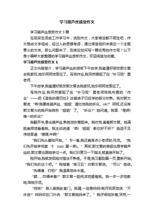 学习葫芦丝感受作文3篇