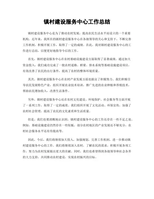 镇村建设服务中心工作总结