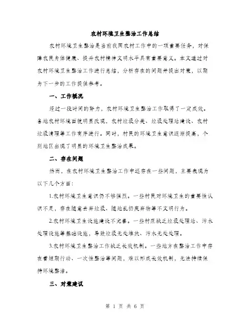农村环境卫生整治工作总结（2篇）