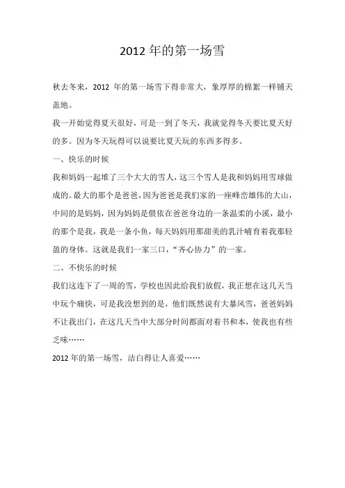 四年级叙事2012年的第一场雪