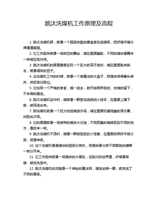 跳汰洗煤机工作原理及流程