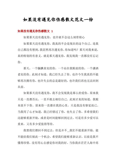 如果没有遇见你伤感散文范文一份