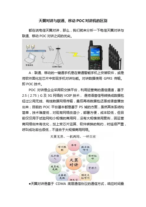 天翼对讲与联通、移动POC对讲机的区别