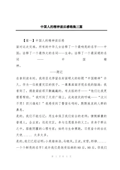 中国人的精神读后感锦集三篇