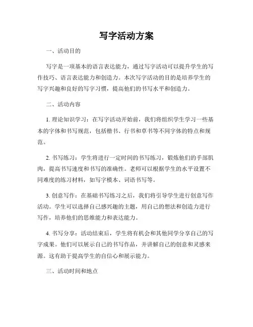 写字活动方案