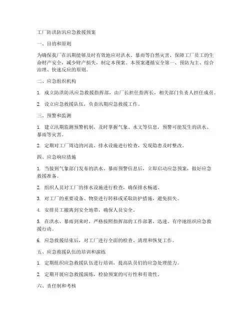 工厂防洪防汛应急救援预案范文