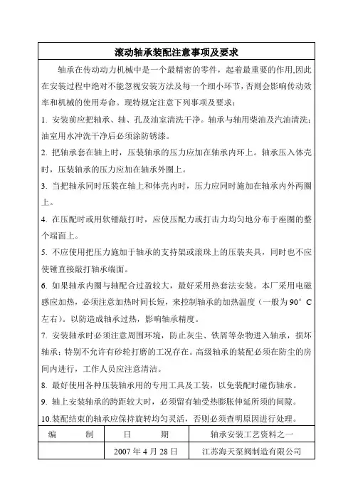 滚动轴承装配注意事项