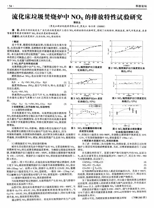 流化床垃圾焚烧炉中NO_X的排放特性试验研究