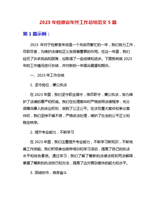 2023年检察官年终工作总结范文5篇