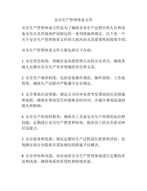 安全生产管理体系文件