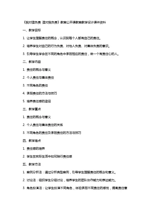 《我对谁负责 谁对我负责》教案公开课教案教学设计课件资料