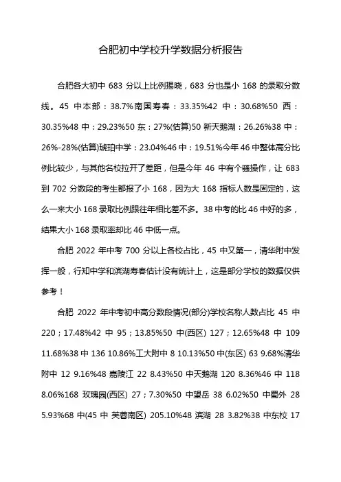 合肥初中学校升学数据分析报告