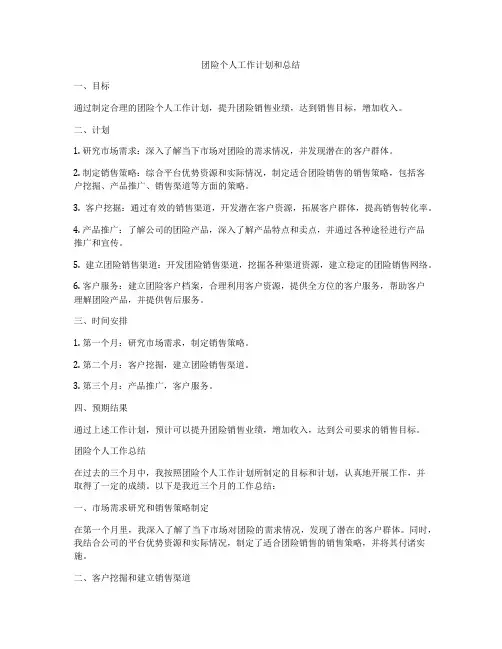 团险个人工作计划和总结