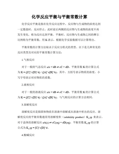 化学反应平衡与平衡常数计算