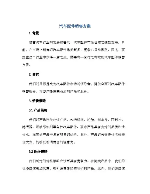 汽车配件销售方案