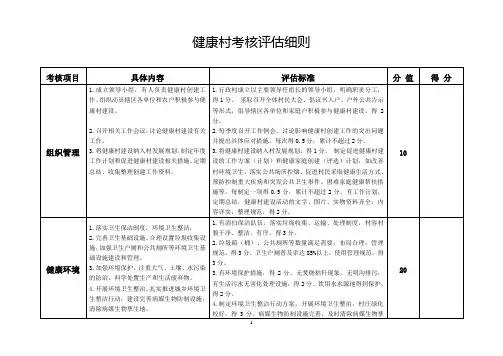 健康村考核评分细则