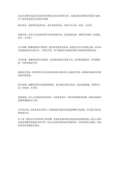 急诊分诊程序包括