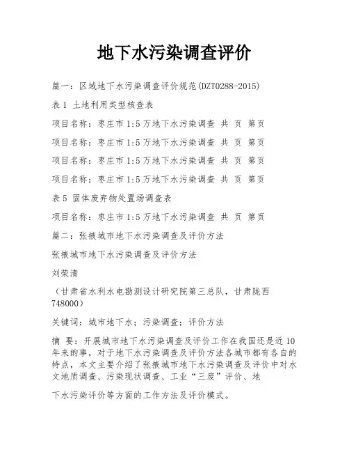 地下水污染调查评价