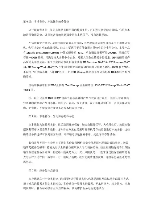 常见的容灾备份等级