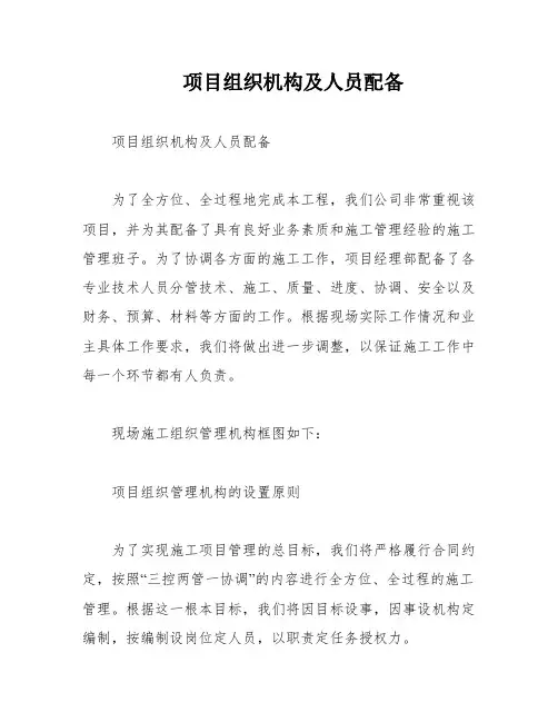 项目组织机构及人员配备