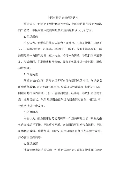 中医对糖尿病病理的认知