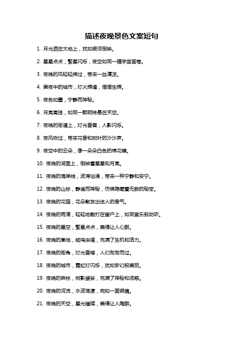 描述夜晚景色文案短句