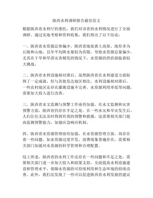 陕西水利调研报告最佳范文