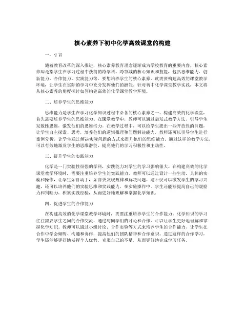 核心素养下初中化学高效课堂的构建