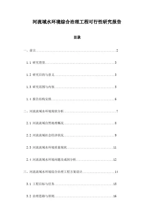 河流域水环境综合治理工程可行性研究报告