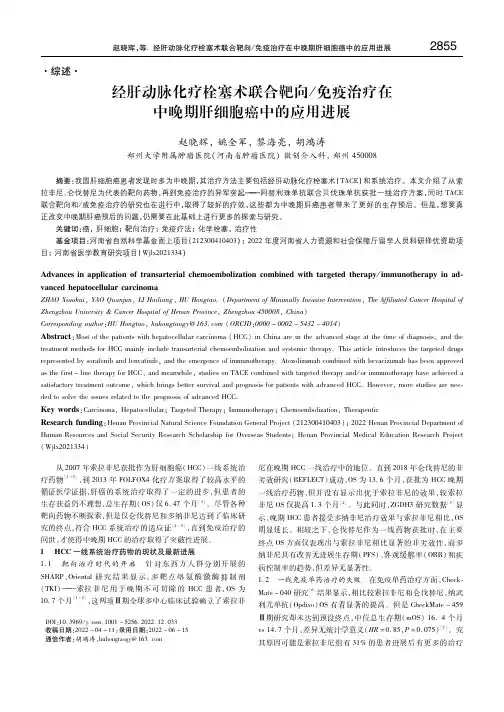 经肝动脉化疗栓塞术联合靶向_免疫治疗在中晚期肝细胞癌中的应用进展