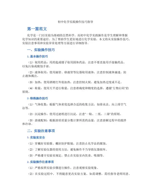 初中化学实践操作技巧指导(含学习方法技巧、例题示范教学方法)