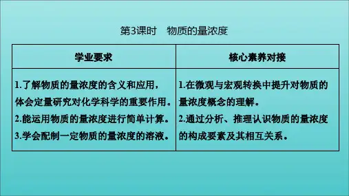 2019_2020版新教材高中化学第2章第3节第3课时物质的量浓度课件新人教版必修第一册