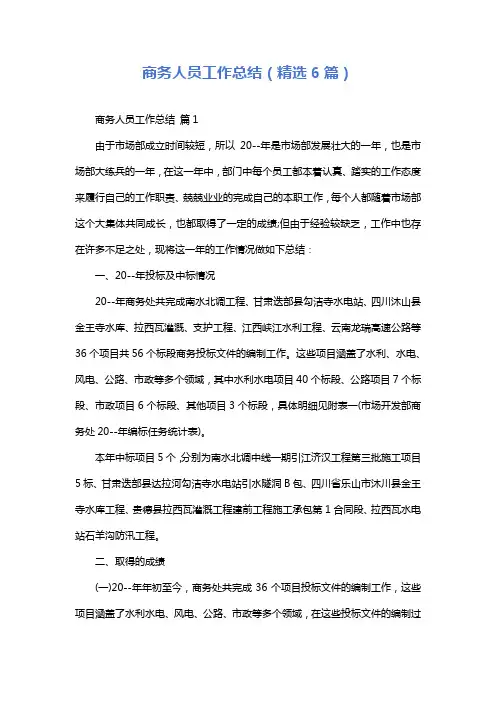 商务人员工作总结(精选6篇)