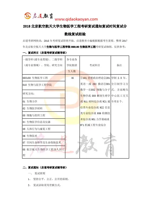 2018北京航空航天大学生物医学工程考研复试通知复试时间复试分数线复试经验3