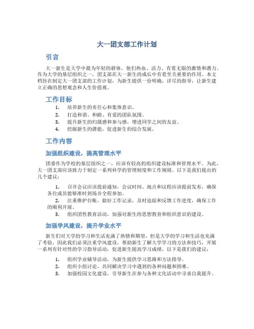 大一团支部工作计划