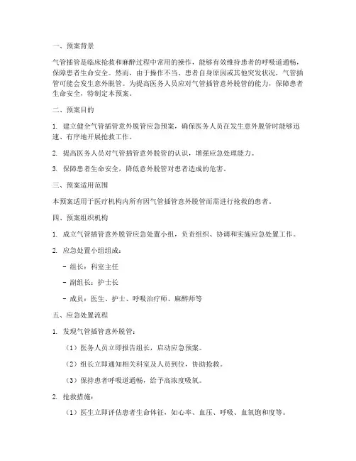 气管插管意外脱管处置预案