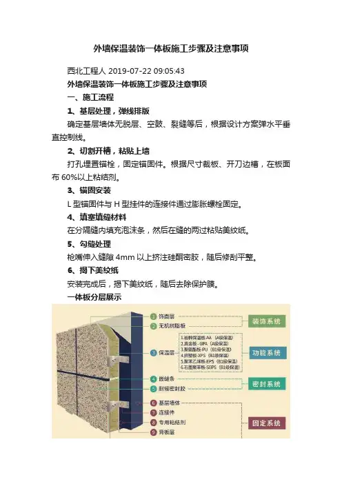 外墙保温装饰一体板施工步骤及注意事项